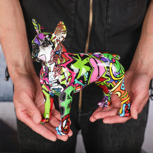 Stunning Boston Terrier Design Multicolor Resin Statues-16