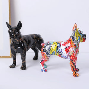 Stunning Boston Terrier Design Multicolor Resin Statues-17