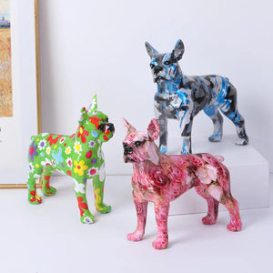 Stunning Boston Terrier Design Multicolor Resin Statues-18