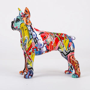 Stunning Boston Terrier Design Multicolor Resin Statues-3