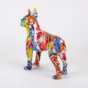 Stunning Boston Terrier Design Multicolor Resin Statues-4