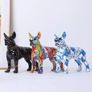 Stunning Boston Terrier Design Multicolor Resin Statues-6