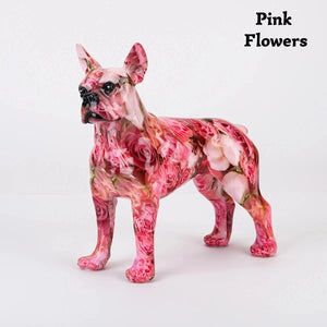 Stunning Boston Terrier Design Multicolor Resin Statues - 7 Colors-Home Decor-Boston Terrier, Dog Dad Gifts, Dog Mom Gifts, Home Decor, Statue-Pink Flowers-15