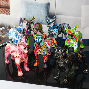 Stunning Boston Terrier Design Multicolor Resin Statues-1