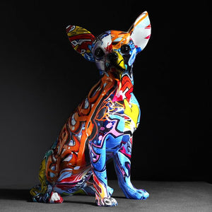 Stunning Chihuahua Design Multicolor Resin StatueHome Decor