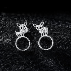 Stunning Chihuahua Love Silver Earrings-Dog Themed Jewellery-Chihuahua, Dogs, Earrings, Jewellery-3