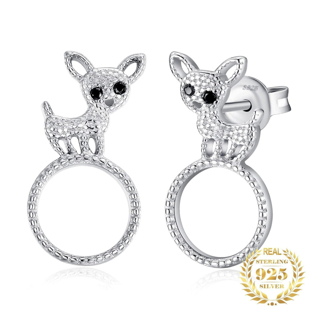 Stunning Chihuahua Love Silver Earrings-Dog Themed Jewellery-Chihuahua, Dogs, Earrings, Jewellery-1