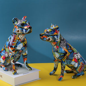 Stunning Staffordshire Bull Terrier Design Multicolor Resin Statues-Home Decor-Dogs, Home Decor, Staffordshire Bull Terrier, Statue-2