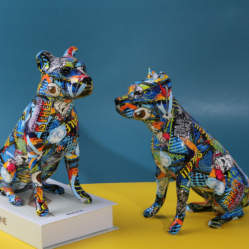 Stunning Pit Bull Design Multicolor Resin Statues