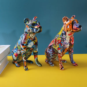 Stunning Staffordshire Bull Terrier Design Multicolor Resin Statues-Home Decor-Dogs, Home Decor, Staffordshire Bull Terrier, Statue-6