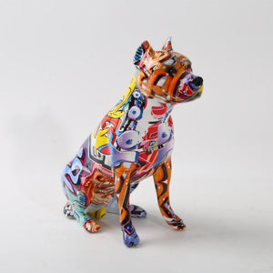 Stunning Staffordshire Bull Terrier Design Multicolor Resin Statues-Home Decor-Dogs, Home Decor, Staffordshire Bull Terrier, Statue-Orange-Cropped Ears-8