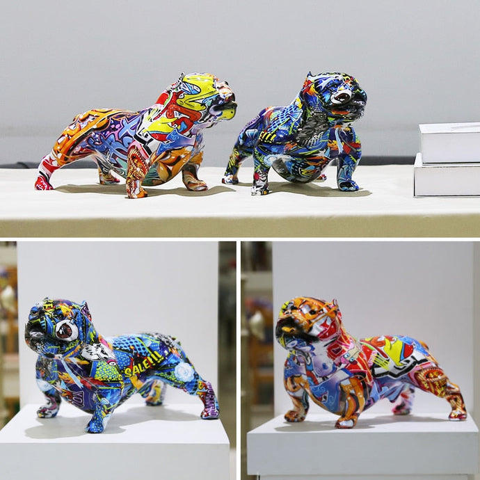 Stunning American Bull Terrier Design Multicolor Resin Statues-Home Decor-American Pit Bull Terrier, Dogs, Home Decor, Statue-1