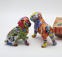 Load image into Gallery viewer, Image of sitting and standing multicolor pug statues