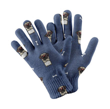Load image into Gallery viewer, Stylish Pug Swag Touch Screen Gloves-Accessories-Accessories,Dog Dad Gifts,Dog Mom Gifts,Gloves-Navy-3