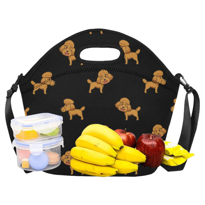 Stylish Winking Poodle Puppy Neoprene Lunch Bag-13