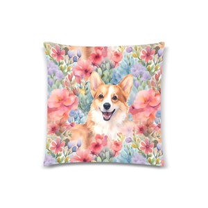 Summer Splendor Pembroke Corgis Throw Pillow Covers-Cushion Cover-Corgi, Home Decor, Pillows-2