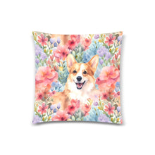 Load image into Gallery viewer, Summer Splendor Pembroke Corgis Throw Pillow Covers-Cushion Cover-Corgi, Home Decor, Pillows-One Corgi-1