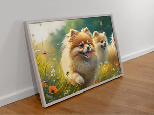Sun-Dappled Forest Pomeranians Wall Art Poster-Art-Dog Art, Home Decor, Pomeranian, Poster-3