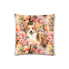 Load image into Gallery viewer, Sun-Kissed Corgi Whimsy Floral Delight Throw Pillow Covers-Cushion Cover-Corgi, Home Decor, Pillows-2
