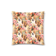 Load image into Gallery viewer, Sun-Kissed Corgi Whimsy Floral Delight Throw Pillow Covers-Cushion Cover-Corgi, Home Decor, Pillows-Four Corgis-3