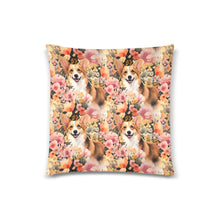 Load image into Gallery viewer, Sun-Kissed Corgi Whimsy Floral Delight Throw Pillow Covers-Cushion Cover-Corgi, Home Decor, Pillows-4