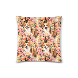 Sun-Kissed Corgi Whimsy Floral Delight Throw Pillow Covers-Cushion Cover-Corgi, Home Decor, Pillows-4