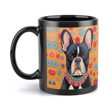 Load image into Gallery viewer, Sunburst Pied Black White French Bulldog Coffee Mug-3