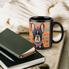 Load image into Gallery viewer, Sunburst Pied Black White French Bulldog Coffee Mug-6