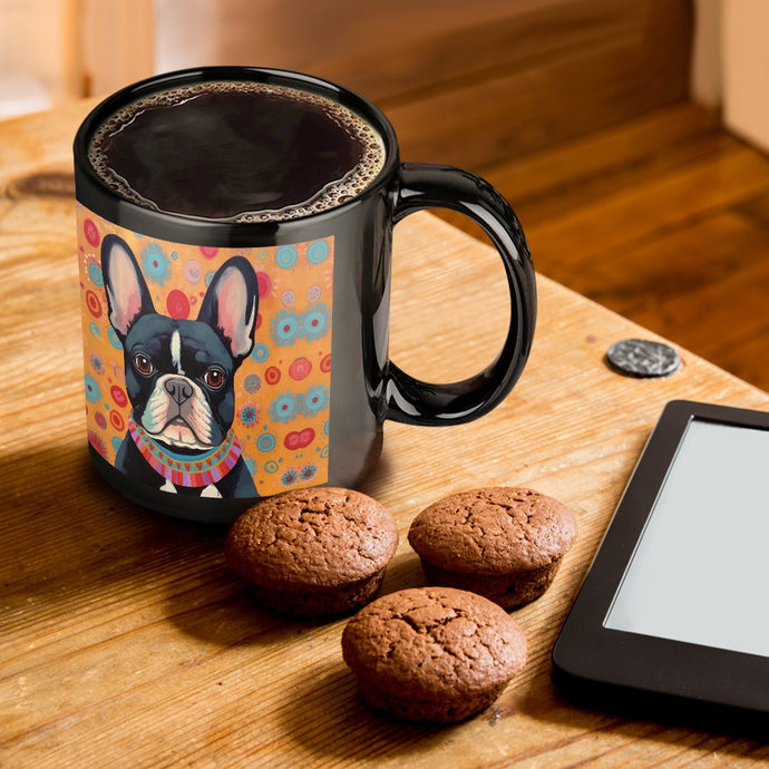 Sunburst Pied Black White French Bulldog Coffee Mug-ONE SIZE-Black-1