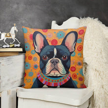 Load image into Gallery viewer, Sunburst Pied Black White French Bulldog Plush Pillow Case-Cushion Cover-Dog Dad Gifts, Dog Mom Gifts, French Bulldog, Home Decor, Pillows-3
