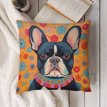 Load image into Gallery viewer, Sunburst Pied Black White French Bulldog Plush Pillow Case-Cushion Cover-Dog Dad Gifts, Dog Mom Gifts, French Bulldog, Home Decor, Pillows-4