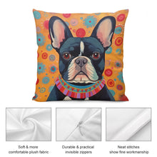 Load image into Gallery viewer, Sunburst Pied Black White French Bulldog Plush Pillow Case-Cushion Cover-Dog Dad Gifts, Dog Mom Gifts, French Bulldog, Home Decor, Pillows-5