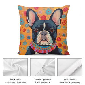 Sunburst Pied Black White French Bulldog Plush Pillow Case-Cushion Cover-Dog Dad Gifts, Dog Mom Gifts, French Bulldog, Home Decor, Pillows-5