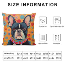 Load image into Gallery viewer, Sunburst Pied Black White French Bulldog Plush Pillow Case-Cushion Cover-Dog Dad Gifts, Dog Mom Gifts, French Bulldog, Home Decor, Pillows-6