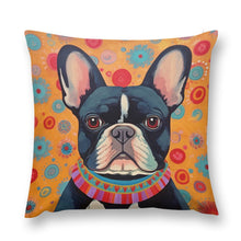 Load image into Gallery viewer, Sunburst Pied Black White French Bulldog Plush Pillow Case-Cushion Cover-Dog Dad Gifts, Dog Mom Gifts, French Bulldog, Home Decor, Pillows-12 &quot;×12 &quot;-1