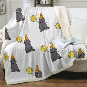 Sunflower Black Labrador Love Soft Warm Fleece Blanket-Blanket-Black Labrador, Blankets, Home Decor, Labrador-Ivory-Small-2