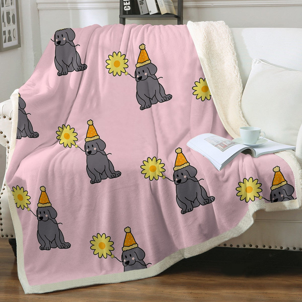 Sunflower Black Labrador Love Soft Warm Fleece Blanket-Blanket-Black Labrador, Blankets, Home Decor, Labrador-Soft Pink-Small-1