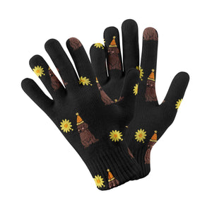 Sunflower Chocolate Labrador Love Touch Screen Gloves-Accessories-Accessories, Chocolate Labrador, Dog Dad Gifts, Dog Mom Gifts, Gloves, Labrador-Black-5