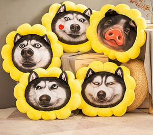 Sunflower Husky Stuffed and Plush Sofa Cushion Pillows-Stuffed Animals-Home Decor, Siberian Husky, Stuffed Animal-12