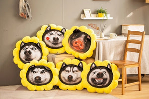 Sunflower Husky Stuffed and Plush Sofa Cushion Pillows-Stuffed Animals-Home Decor, Siberian Husky, Stuffed Animal-13