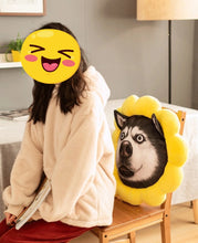 Load image into Gallery viewer, A girl using a Husky stuffed pillows as a back cushion