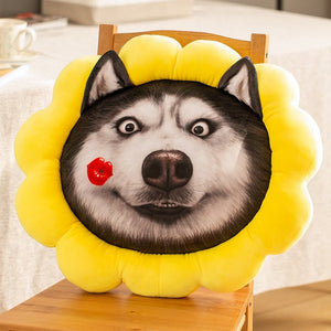 Sunflower Husky Stuffed and Plush Sofa Cushion Pillows-Stuffed Animals-Home Decor, Siberian Husky, Stuffed Animal-60cmx60cm-In Love-3
