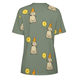 Sunflower Labrador Love All Over Print Women's Cotton T-Shirt - 4 Colors-Apparel-Apparel, Labrador, Shirt, T Shirt-14