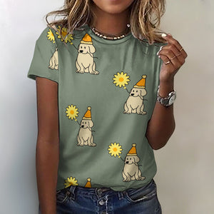 Sunflower Labrador Love All Over Print Women's Cotton T-Shirt - 4 Colors-Apparel-Apparel, Labrador, Shirt, T Shirt-2XS-Gray-18