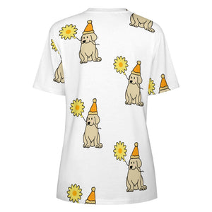 Sunflower Labrador Love All Over Print Women's Cotton T-Shirt - 4 Colors-Apparel-Apparel, Labrador, Shirt, T Shirt-2