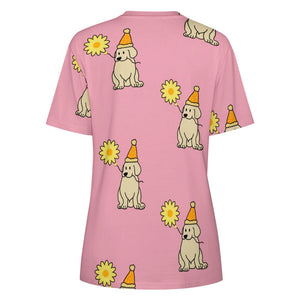 Sunflower Labrador Love All Over Print Women's Cotton T-Shirt - 4 Colors-Apparel-Apparel, Labrador, Shirt, T Shirt-4