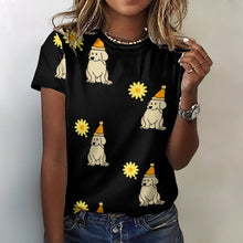 Load image into Gallery viewer, Sunflower Labrador Love All Over Print Women&#39;s Cotton T-Shirt - 4 Colors-Apparel-Apparel, Labrador, Shirt, T Shirt-2XS-Black-7
