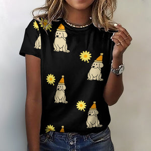 Sunflower Labrador Love All Over Print Women's Cotton T-Shirt - 4 Colors-Apparel-Apparel, Labrador, Shirt, T Shirt-2XS-Black-7