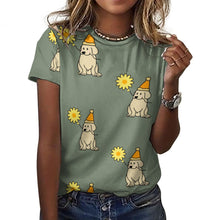 Load image into Gallery viewer, Sunflower Labrador Love All Over Print Women&#39;s Cotton T-Shirt - 4 Colors-Apparel-Apparel, Labrador, Shirt, T Shirt-8