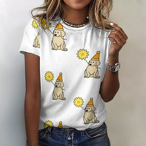 Sunflower Labrador Love All Over Print Women's Cotton T-Shirt - 4 Colors-Apparel-Apparel, Labrador, Shirt, T Shirt-2XS-White-1
